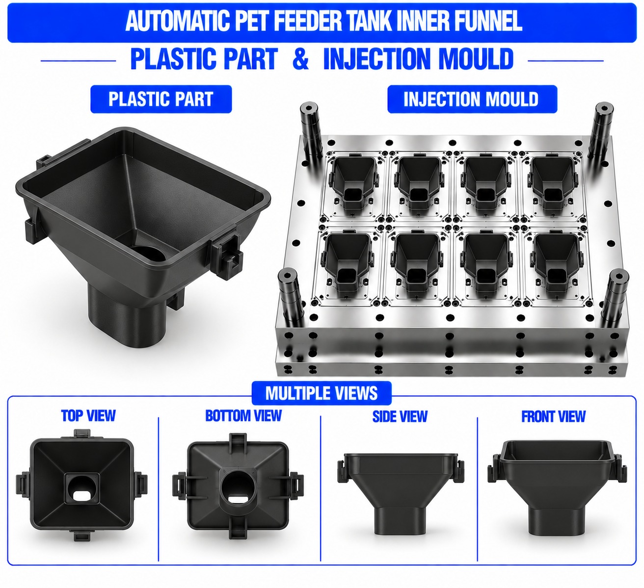 Automatic Pet Feeder Plastic Tank Inner Funnel Mould and Moulding Service